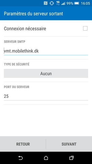 Décochez la case Connexion nécessaire et sélectionnez SUIVANT