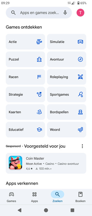 Selecteer de zoekbalk