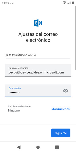 Introduzca su Contraseña y seleccione Siguiente