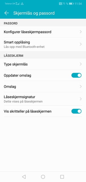 Velg Konfigurer låseskjermpassord