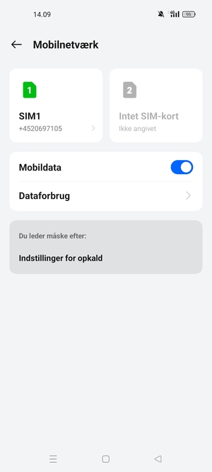 Vælg SIM1 eller SIM2