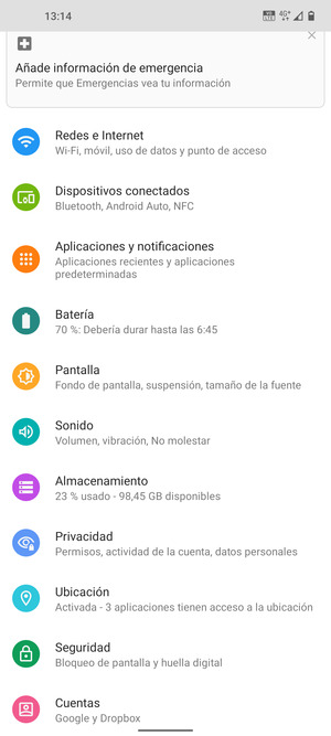 Desplácese y seleccione Ubicación