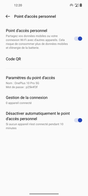 Votre téléphone est maintenant configuré pour être utilisé comme modem