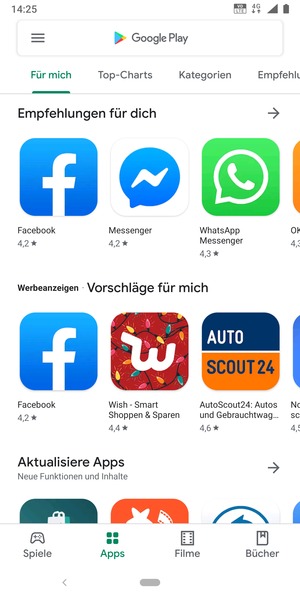 Wählen Sie die Suchleiste