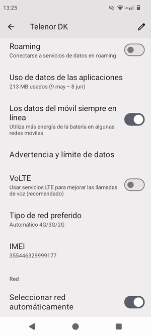 Para cambiar la red en caso de problemas de conectividad, desactive Seleccionar red automáticamente
