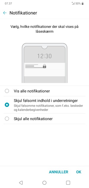 Vælg din foretrukne mulighed og vælg OK