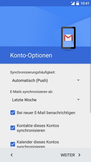 Wählen Sie WEITER