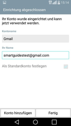 Geben Sie Ihrem Konto einen Namen und geben Sie Ihren Namen ein. Wählen Sie Fertig