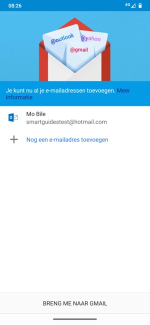 Selecteer BRENG ME NAAR GMAIL