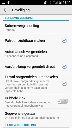 Om uw schermvergrendeling te activeren, ga naar het Beveiliging-menu en selecteer Schermvergrendeling