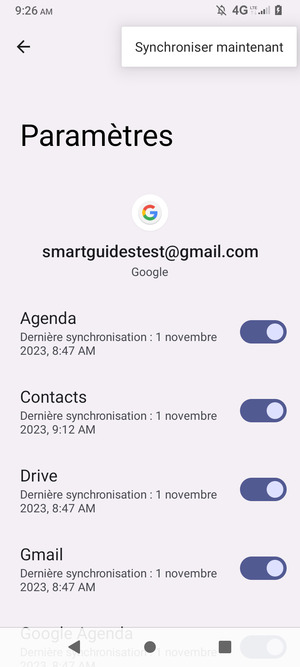 Sélectionnez Synchroniser maintenant