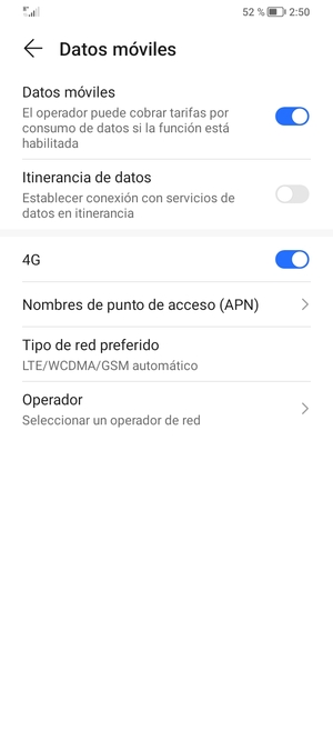 Seleccione Nombres de punto de acceso (APN)