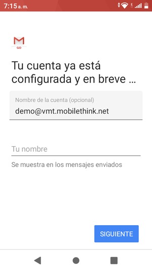 Déle a su cuenta un nombre y escriba su nombre. Seleccione SIGUIENTE