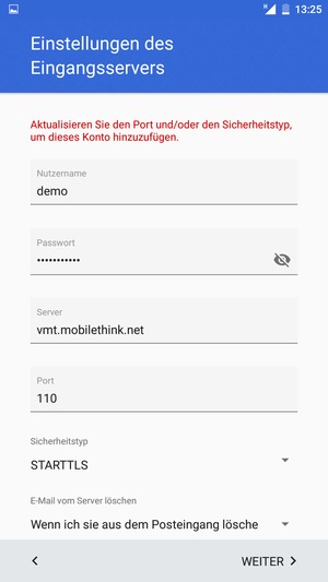 Wählen Sie Sicherheitstyp