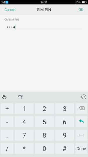 Enter your Old SIM PIN and select OK