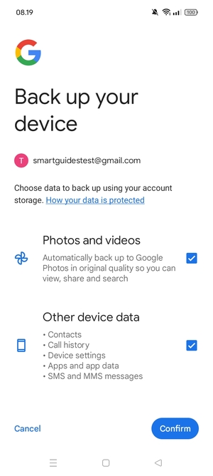 Select your preferred options and select Confirm