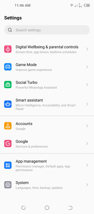 Scroll to and select Accounts