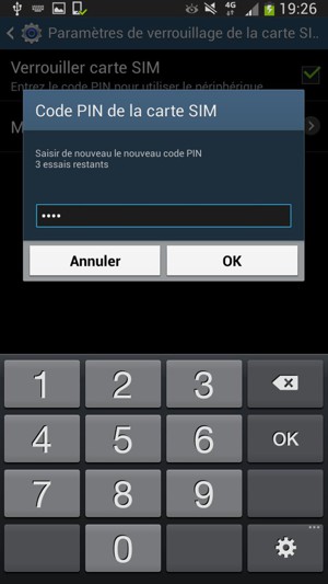 Veuillez confirmer votre nouveau Code PIN de la carte SIM et sélectionner OK