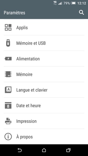 Faites défiler et sélectionnez Alimentation