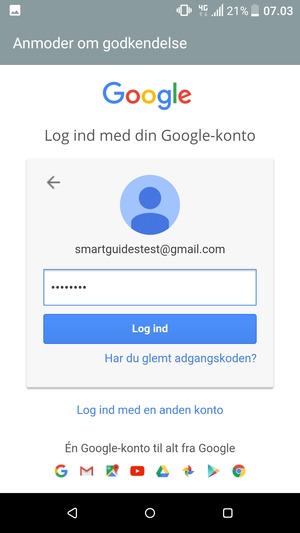Indtast din adgangskode og vælg Log ind