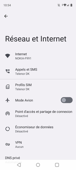 Sélectionnez Profils SIM