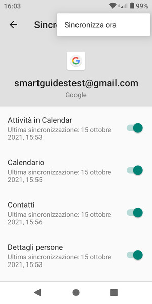 Seleziona Sincronizza ora