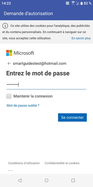 Saisissez votre mot de passe et sélectionnez Se connecter