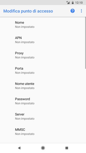Inserisci le informazioni di Internet