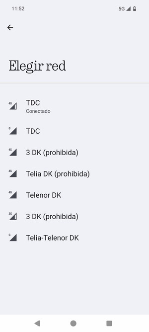 Seleccione un operador de red de la lista