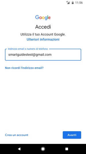 Inserisci il tuo indirizzo Gmail e seleziona Avanti