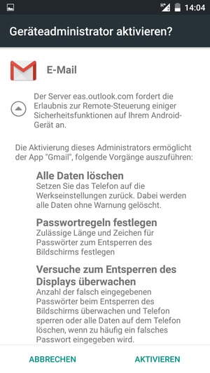 Wählen Sie AKTIVIEREN