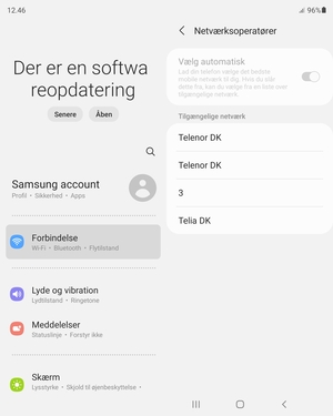 Vælg en netværksudbyder fra listen