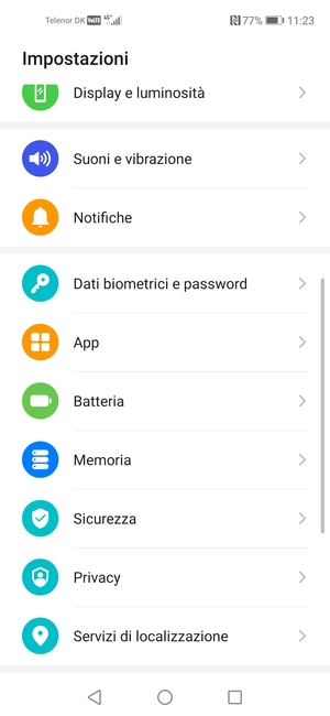 Scorri e seleziona Sicurezza