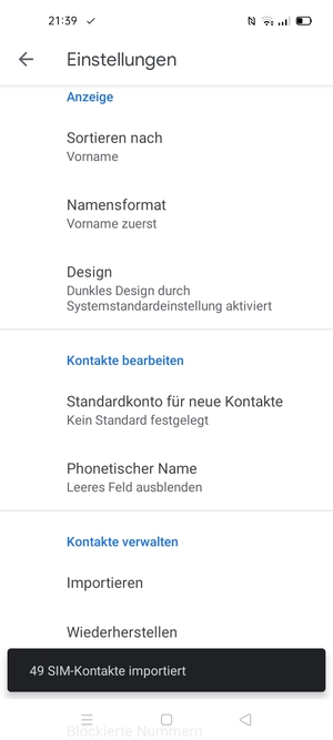 Ihre Kontakte werden in Ihrem Google Konto gespeichert und auf Ihrem Handy gespeichert, wenn Google das nächste Mal synchronisiert wird.