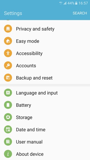 Scroll to and select About device
