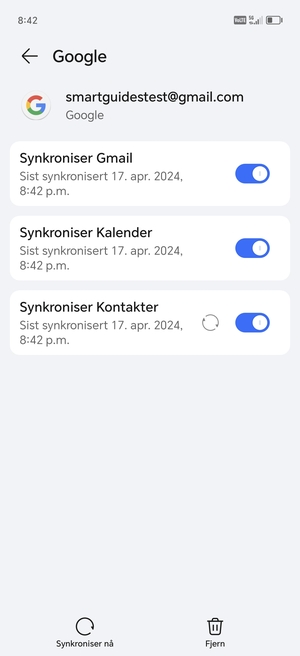 Velg Synkroniser nå