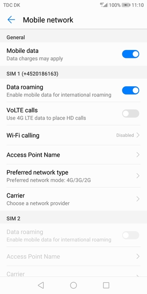 Turn Data roaming on or off