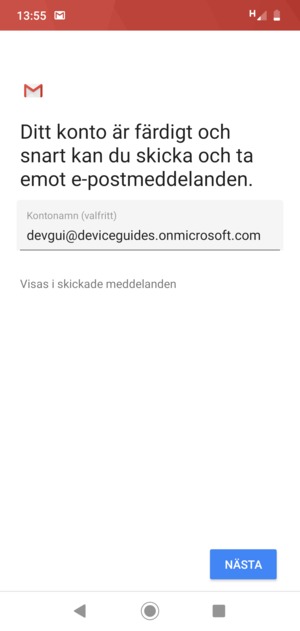 Ge ditt konto ett namn och välj NÄSTA