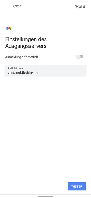 Schalten Sie Anmeldung erforderlich aus und wählen Sie WEITER