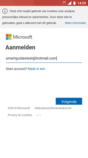 Voer uw e-mailadres in en selecteer Volgende