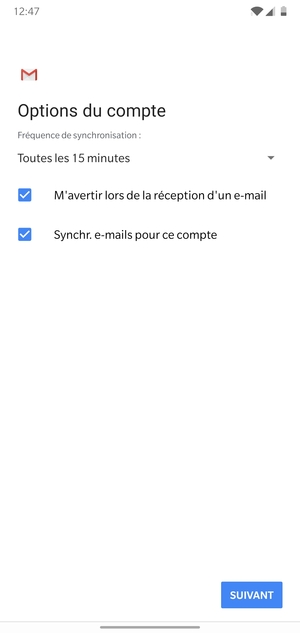 Sélectionnez SUIVANT