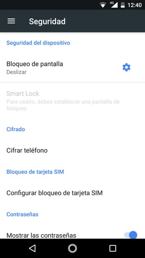 Seleccione Configurar bloqueo de tarjeta SIM