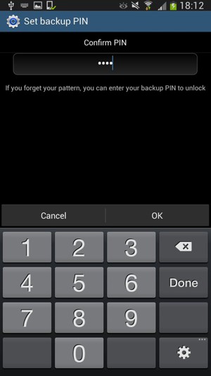 Confirm your backup PIN and select OK