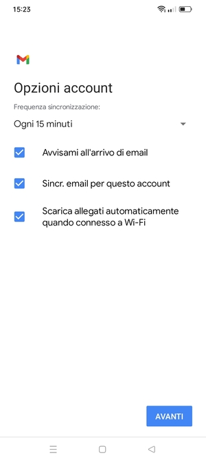 Seleziona AVANTI