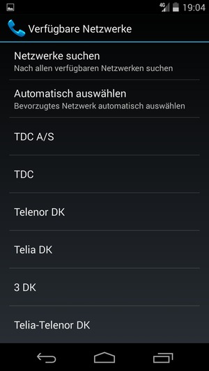 Wählen Sie einen Netzbetreiber von der Liste