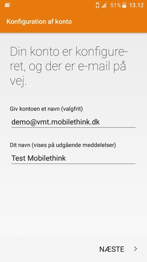 Giv din konto et navn og indtast dit navn. Vælg NÆSTE