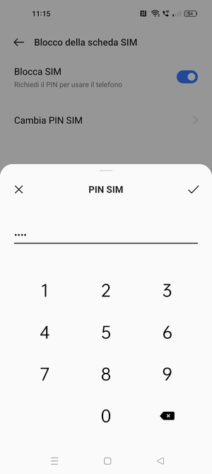 Inserisci PIN attuale per questa scheda SIM e seleziona OK