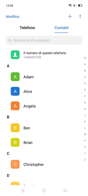 Seleziona il tasto Menu