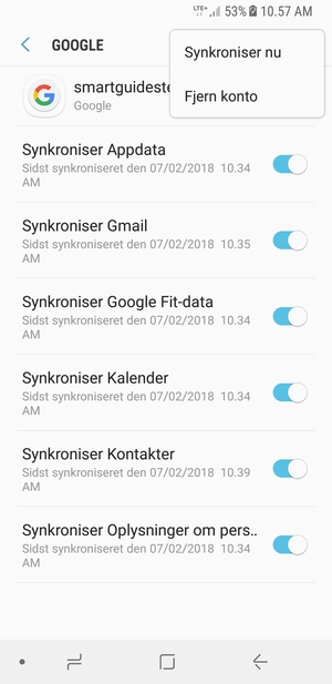 Vælg Synkroniser nu
