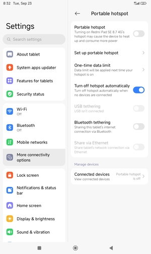 Select Set up portable hotspot